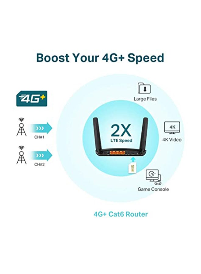 تي بي لينك راوتر لاسلكي يدعم تقنية 4G LTE بمعيار N وسرعة 300 ميجابت في الثانية طراز TL-MR6400 أسود - Image 5