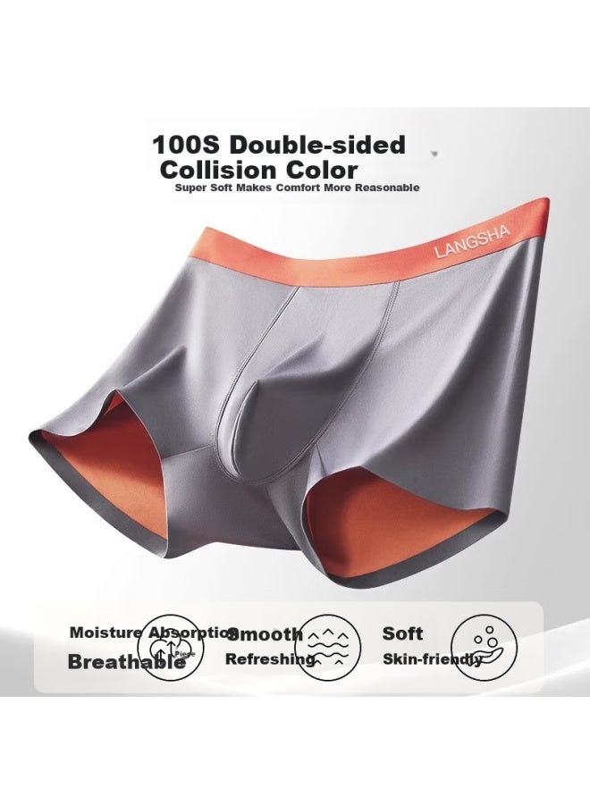 LANG SHA Langsha Mulberry Silk Men's Underwear 100 Modal 10a Antibacterial Crotch Seamless Plus Size Breathable Boxer Shorts - Image 3