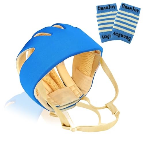 DearJoy Baby Head Protector Helmet with Adjustable Safety Chin Harness – Prevents Bumps & Falls | Baby Safety Helmet (6 to 60 Months) | Combo with Kneepads (Blue) - Image 2