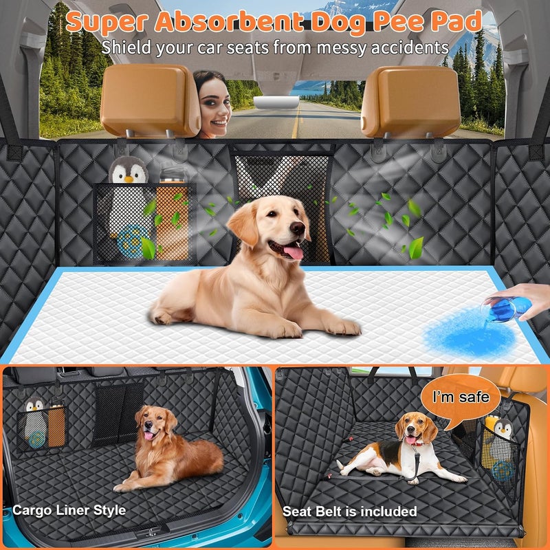 URPOWER Elegant multi-option build Hard Bottom Dog Car Seat Cover for Pets 100% Waterproof Seat Cover Hammock 600D Heavy Duty Scratch Proof Nonslip Durable Soft Back Seat Covers for Cars Trucks and SUVs Easy clean surface - Image 3