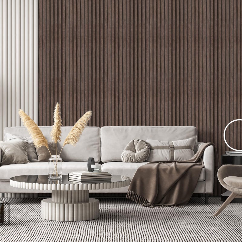 Yun-aeon Natural Wood Peel and Stick Wallpaper Wood Slats - 17.3"x 120" Dark Brown Self-Adhesive Waterproof Vinyl Removable Wall Paper for Wall Decor Bedroom - Image 2