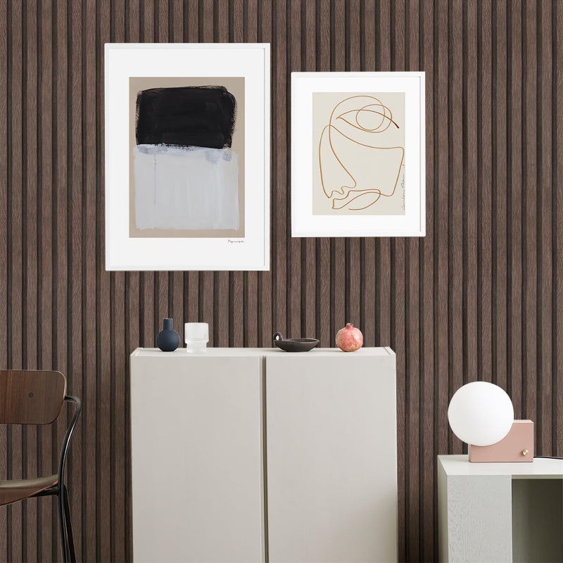 Yun-aeon Natural Wood Peel and Stick Wallpaper Wood Slats - 17.3"x 120" Dark Brown Self-Adhesive Waterproof Vinyl Removable Wall Paper for Wall Decor Bedroom - Image 3