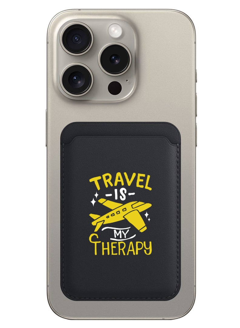 Theodor Magnetic Wallet, Compatible with MagSafe Wallet, for iPhone Wallet, for iPhone 16/15/14/13/12 Series, Not for iPhone 13/12 mini, 3 Card Holder, Vegan Leather, Black - travel therapy - Image 1