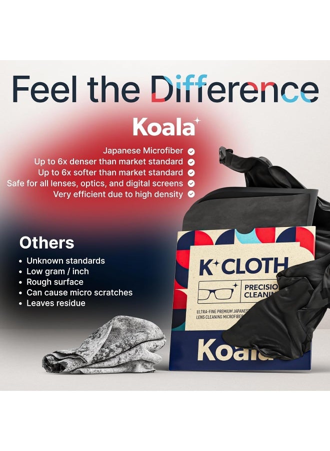 Koala Lifestyle قماش تنظيف العدسات من كوالا | ألياف دقيقة يابانية | قماش تنظيف النظارات | منظف عدسات النظارات | تنظيف النظارات، وعدسات الكاميرا، وسماعات الواقع الافتراضي/المعزز، والشاشة | أسود وأخضر (عبوة من 6 قطع)  - Image 3
