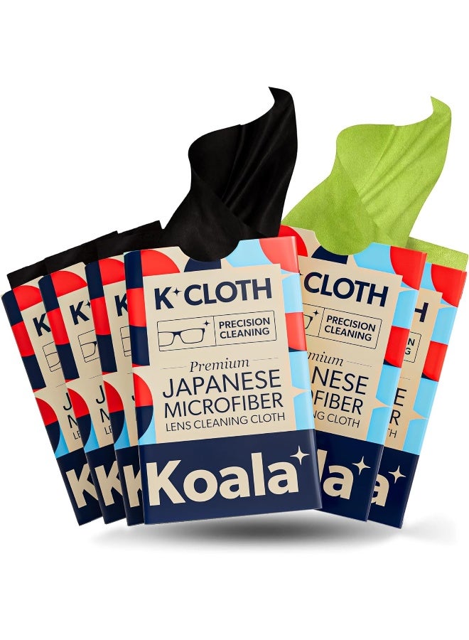 Koala Lifestyle قماش تنظيف العدسات من كوالا | ألياف دقيقة يابانية | قماش تنظيف النظارات | منظف عدسات النظارات | تنظيف النظارات، وعدسات الكاميرا، وسماعات الواقع الافتراضي/المعزز، والشاشة | أسود وأخضر (عبوة من 6 قطع)  - Image 5