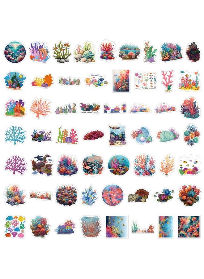 NIBEMINENT 55 Pcs Coral Reef Deco Kit Waterproof Stickers, High Definition Printing Bright Colors, Suitable for Laptop Skateboard Luggage Water Bottle Guitar DIY - Image 3