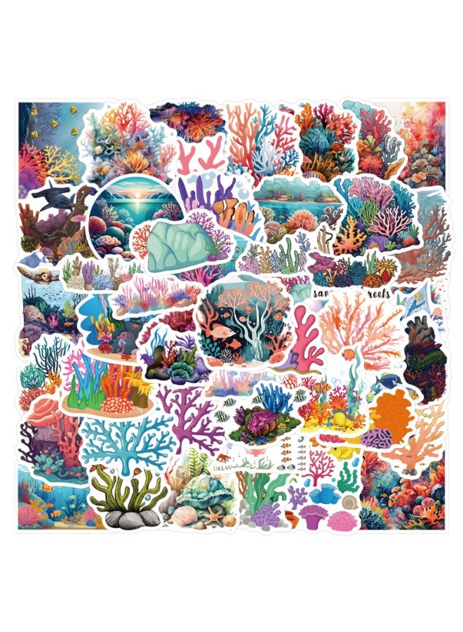 NIBEMINENT 55 Pcs Coral Reef Deco Kit Waterproof Stickers, High Definition Printing Bright Colors, Suitable for Laptop Skateboard Luggage Water Bottle Guitar DIY - Image 2