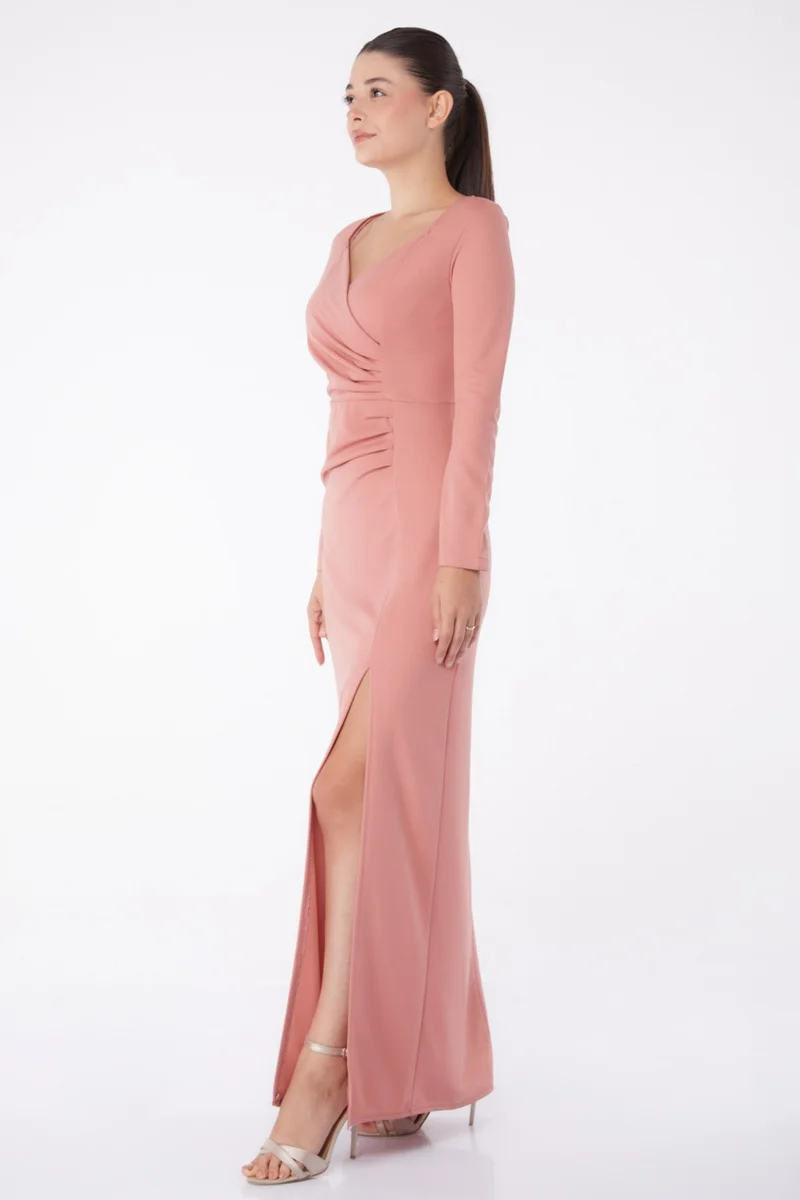 Tofisa Plain Double Breasted Women's Pink Evening Dress - 13254