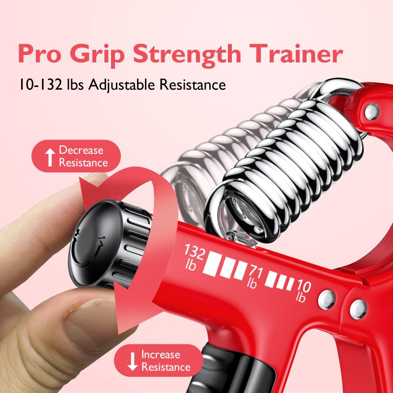 FitBeast Grip Strengthener Forearm Strengthener, Adjustable Hand Grip for Strength Training & Rehabilitation, 10-132 lbs Resistance, Ideal for Athletes and Physical Therapy (1 Piece Red) - Image 2