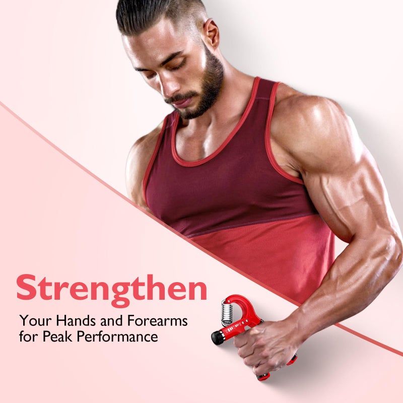 FitBeast Grip Strengthener Forearm Strengthener, Adjustable Hand Grip for Strength Training & Rehabilitation, 10-132 lbs Resistance, Ideal for Athletes and Physical Therapy (1 Piece Red) - Image 4
