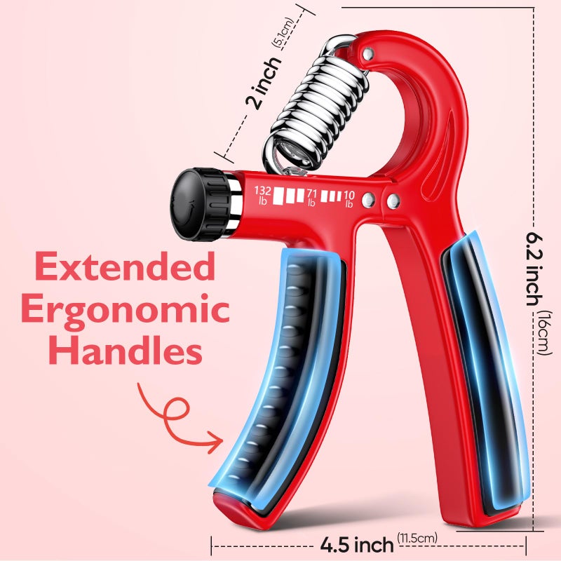 FitBeast Grip Strengthener Forearm Strengthener, Adjustable Hand Grip for Strength Training & Rehabilitation, 10-132 lbs Resistance, Ideal for Athletes and Physical Therapy (1 Piece Red) - Image 3