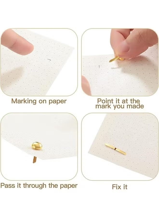 100pcs Paper Fasteners Brads, 15* 8 mm Split Pins Round Metal Art Fasteners Brass Decorative Pins, Gold - Image 2