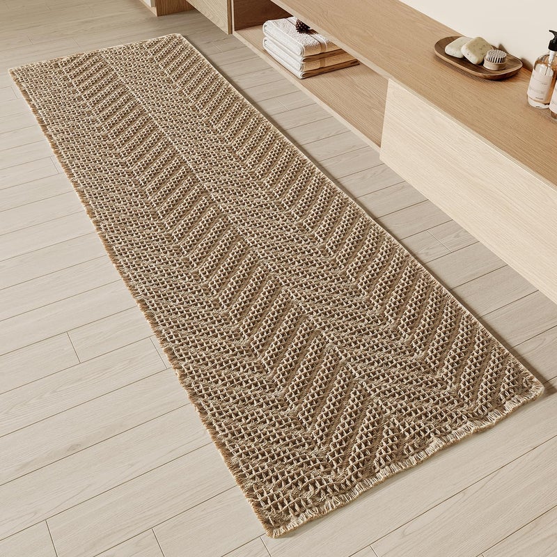 BULULOM BULULOM Bath Matts for Bathroom Upgraded Waffle Super Absorbent Bath Mat Bathroom Rugs Non Slip Washable  Quick Dry Shower Mats  Ultra Soft Bath Mats for Bathroom Floor Brown 2'*6' - Image 1