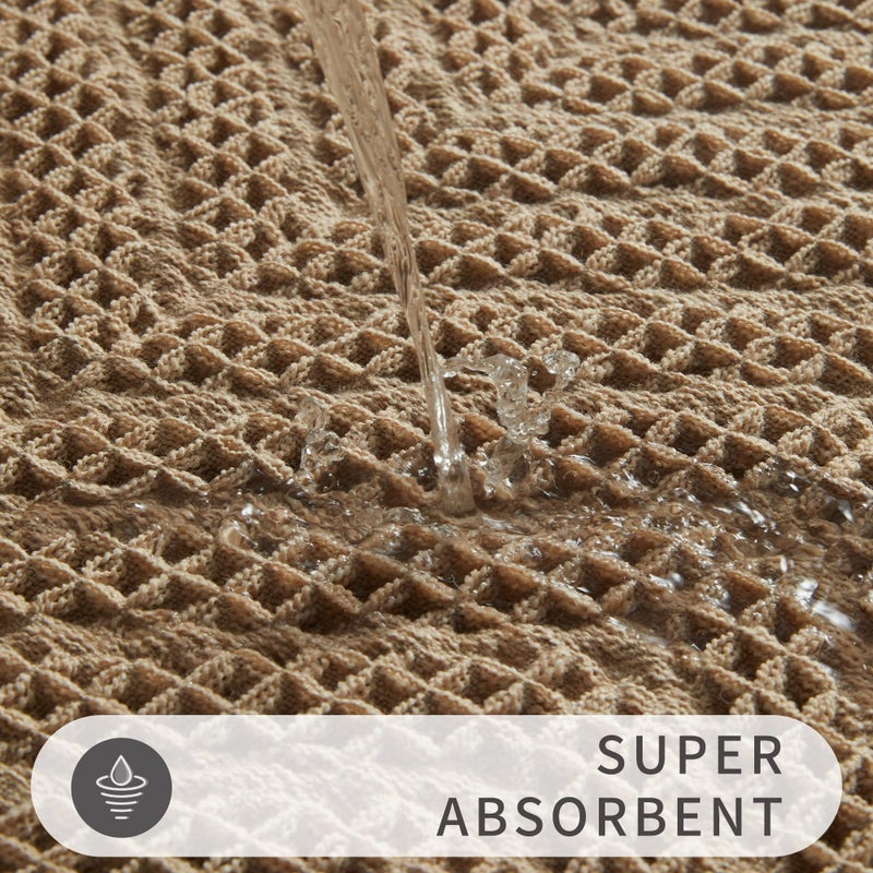 BULULOM BULULOM Bath Matts for Bathroom Upgraded Waffle Super Absorbent Bath Mat Bathroom Rugs Non Slip Washable  Quick Dry Shower Mats  Ultra Soft Bath Mats for Bathroom Floor Brown 2'*6' - Image 2
