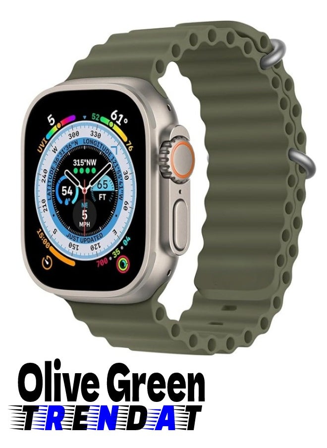 Generic - Ultra corrugated silicone watch strap size (42-44-45-49 mm) - olive green - Image 1