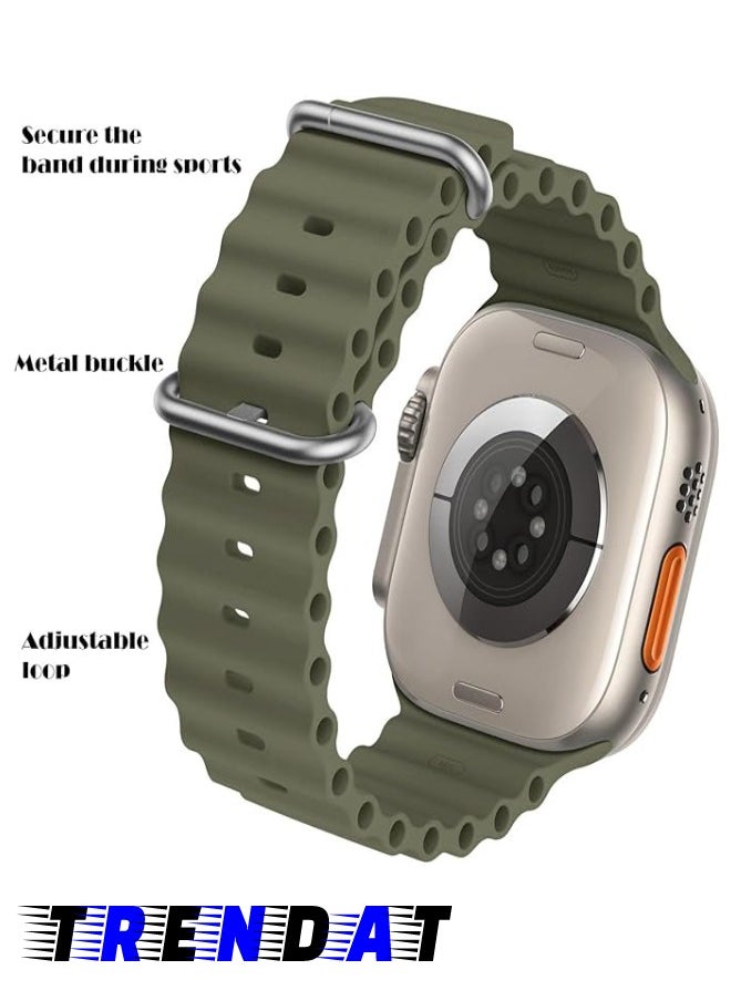 Generic - Ultra corrugated silicone watch strap size (42-44-45-49 mm) - olive green - Image 1