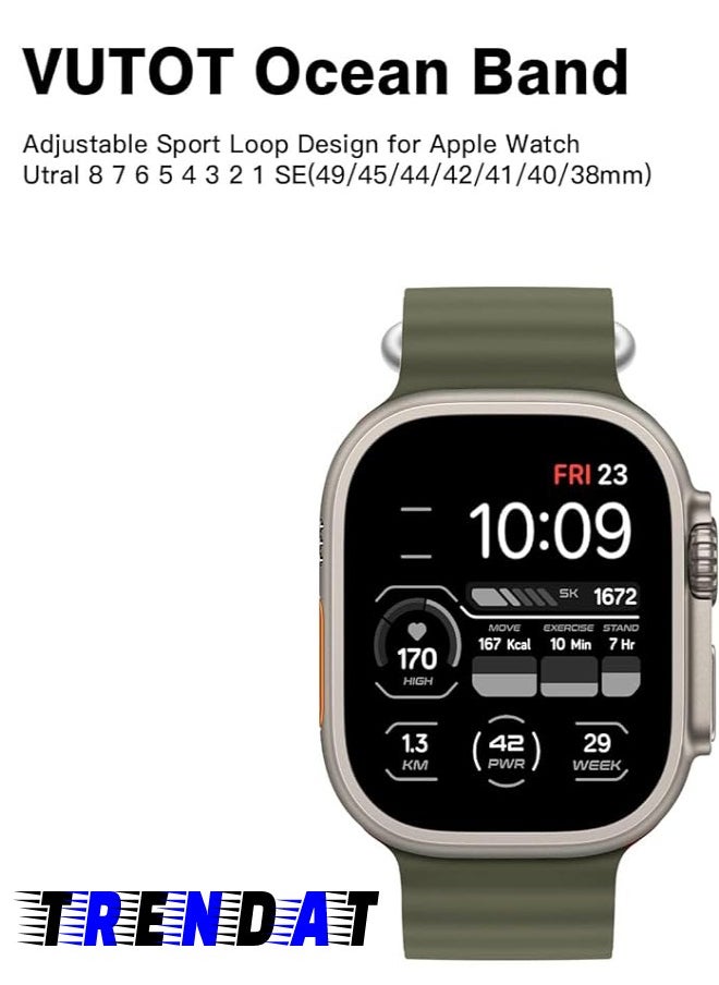 Generic - Ultra corrugated silicone watch strap size (42-44-45-49 mm) - olive green - Image 1