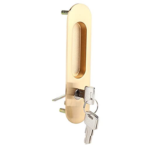 Segutage Anti Theft Sliding Door Lock Handle with Keys, Invisible Recessed Handle Latch, Pocket Door Lock for Pocket Door Barn Wood Door Interior Privacy Furniture Hardware Inside or Outside Locked (Gold) - Image 2