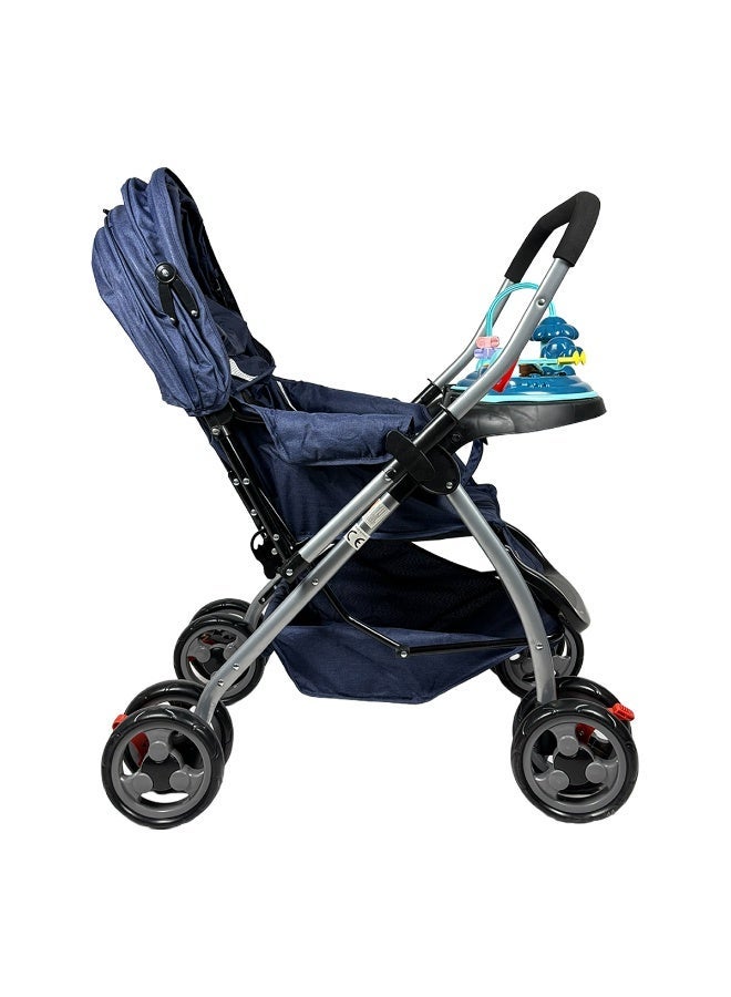 Rechargeable and portable stroller with a comfortable multi-position seat and storage basket - Image 3