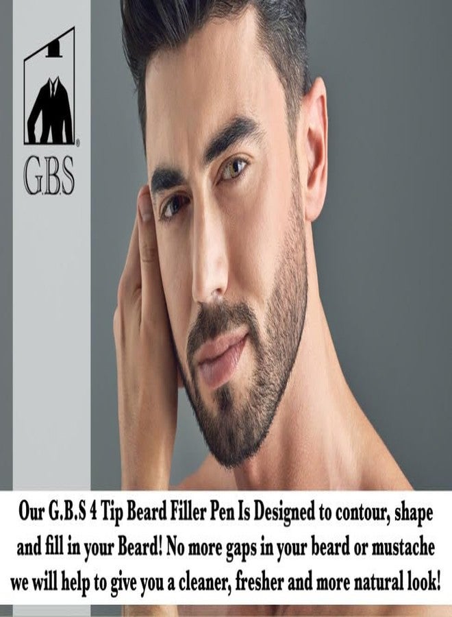 G.B.S Beard Filler Pencil for Men Waterproof Beard Pen and Beard Brush Long Lasting Natural Look, Mustache Repair Shape, Define and Style Facial Hair Trimming Scissors, Wooden Beard Comb (Black Pack of 3 - Image 5
