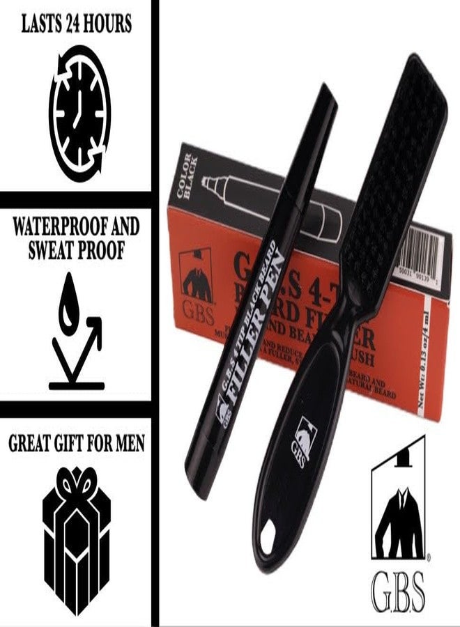 G.B.S Beard Filler Pencil for Men Waterproof Beard Pen and Beard Brush Long Lasting Natural Look, Mustache Repair Shape, Define and Style Facial Hair Trimming Scissors, Wooden Beard Comb (Black Pack of 3 - Image 2