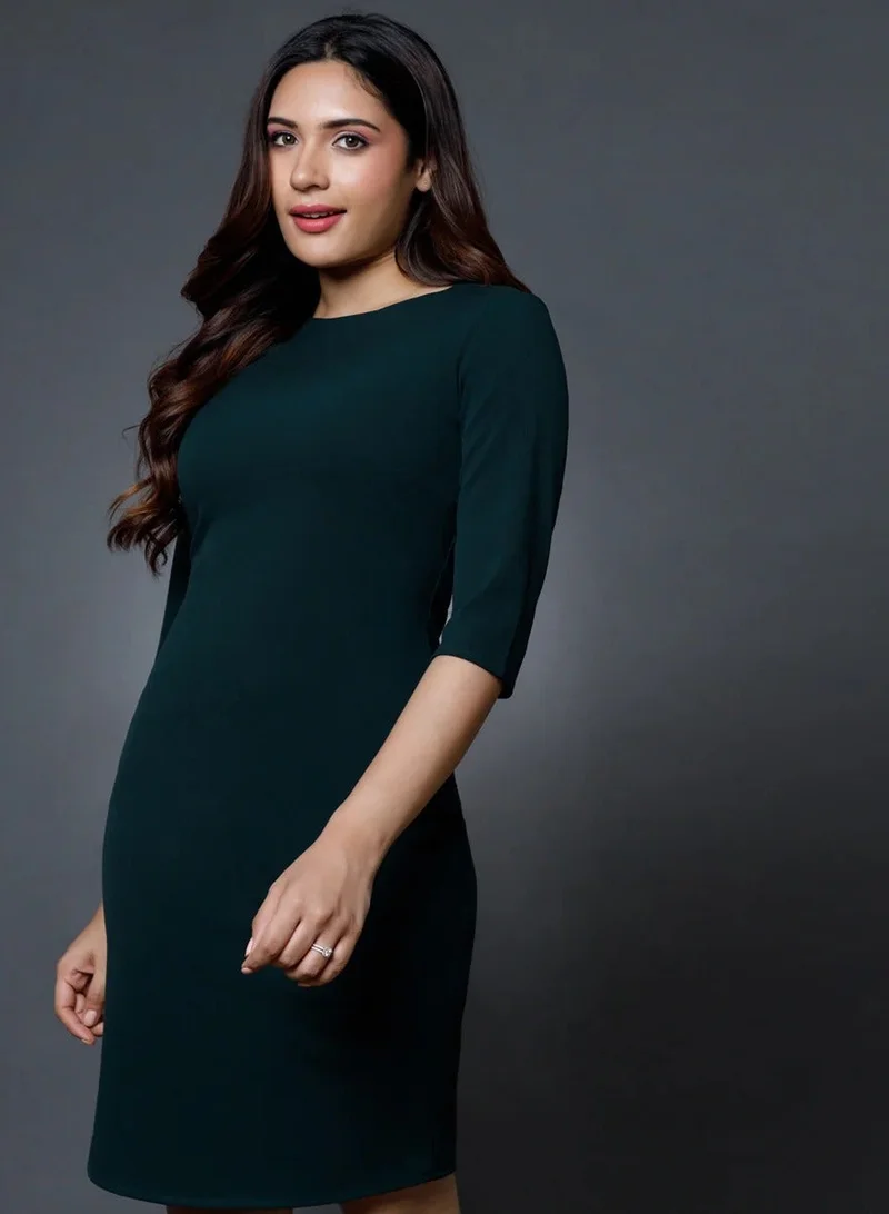 Zigzag Side Pleated bodycon dress