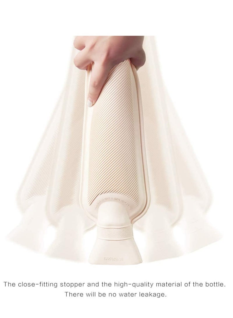 SYOSI Long Hot Water Bottle with Knitted Cover Neck Warm 2L Bed Soft Warmers for Shoulder Back Legs Body Pain Women Men Kids Gifts Grey Snowflake 72cm - Image 4