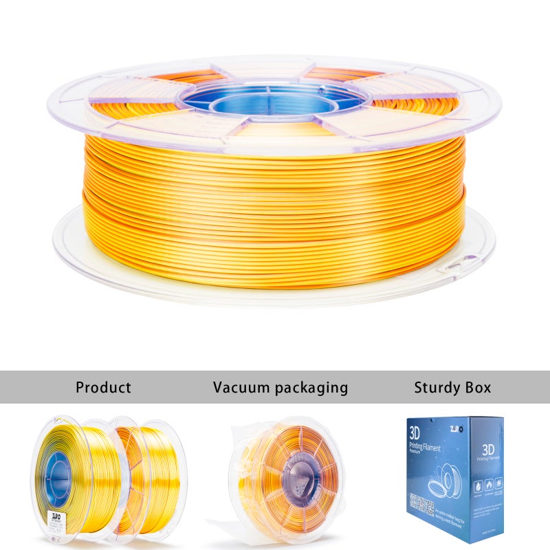 ZIRO CITRUS BREEZE Tri-color Silk PLA Filament 1.75mm 1kg/2.2lb Spool, - Image 4