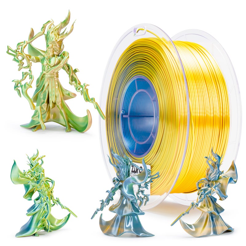 ZIRO CITRUS BREEZE Tri-color Silk PLA Filament 1.75mm 1kg/2.2lb Spool, - Image 2
