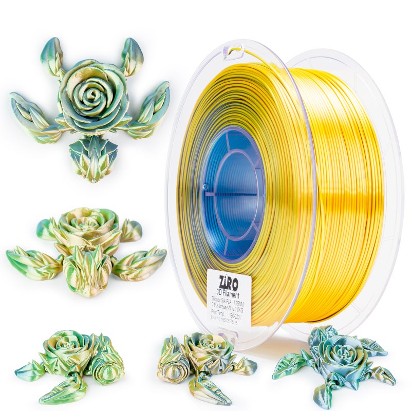 ZIRO CITRUS BREEZE Tri-color Silk PLA Filament 1.75mm 1kg/2.2lb Spool, - Image 1