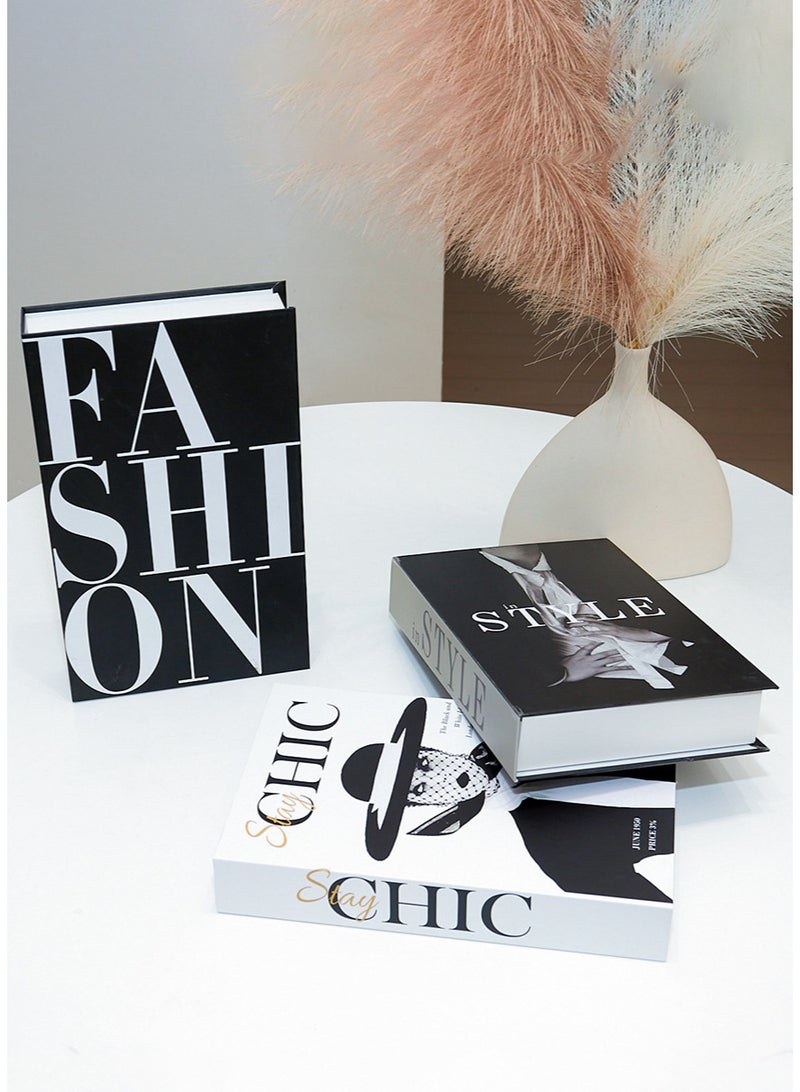 Decorative Books 3 PCS for Coffee Table, Home Decor Faux Books, Black and White Display Books, Bookshelf Decor for Office, Living Room, Bedroom, Stylish Home Decor Ornament - Image 2