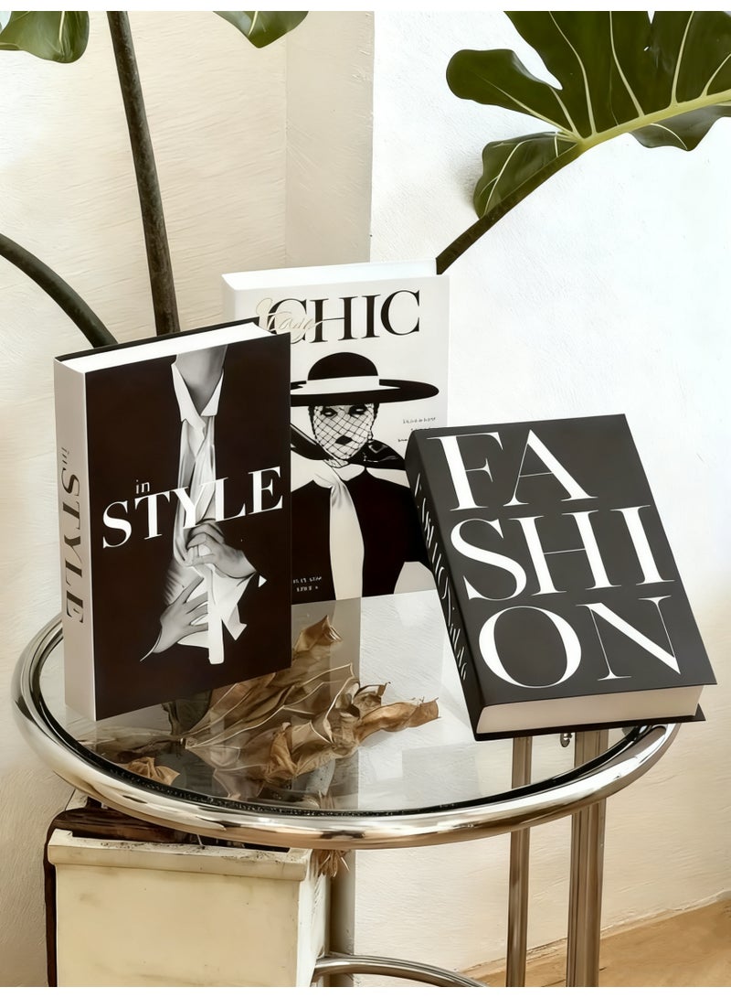 Decorative Books 3 PCS for Coffee Table, Home Decor Faux Books, Black and White Display Books, Bookshelf Decor for Office, Living Room, Bedroom, Stylish Home Decor Ornament - Image 3