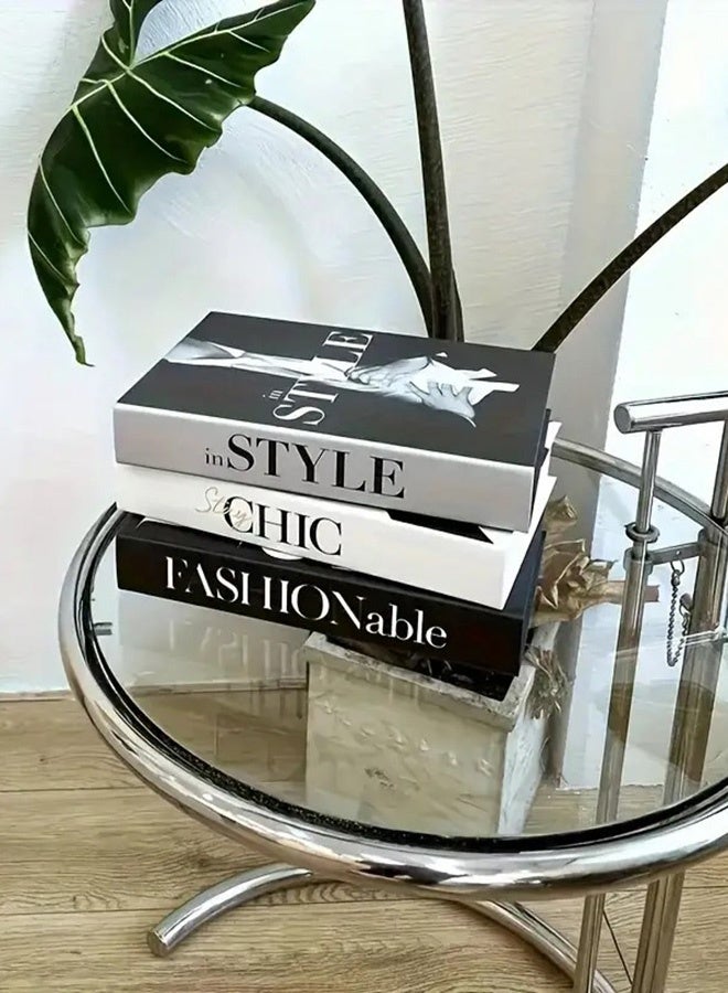 Decorative Books 3 PCS for Coffee Table, Home Decor Faux Books, Black and White Display Books, Bookshelf Decor for Office, Living Room, Bedroom, Stylish Home Decor Ornament - Image 4