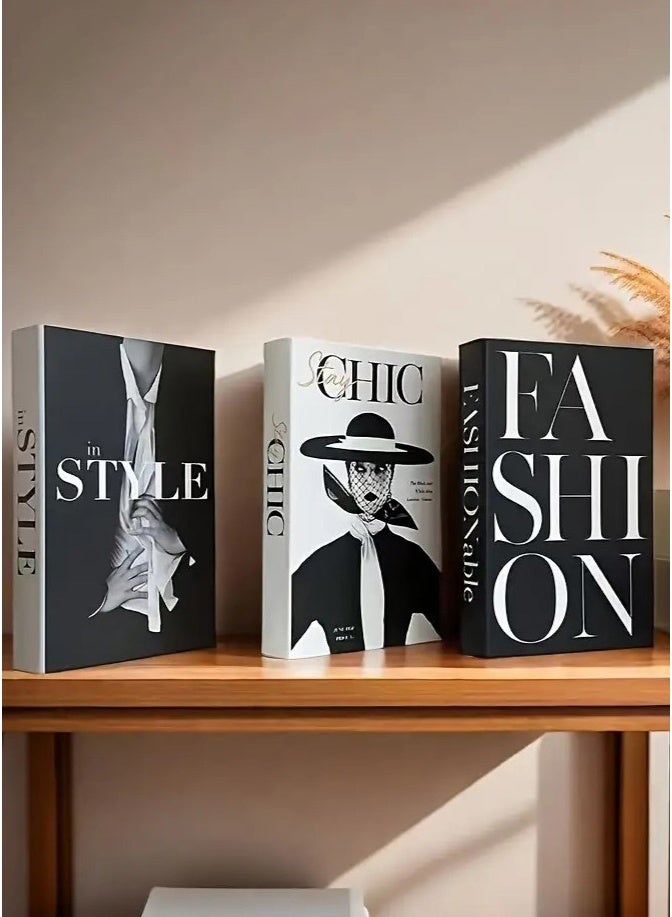 Decorative Books 3 PCS for Coffee Table, Home Decor Faux Books, Black and White Display Books, Bookshelf Decor for Office, Living Room, Bedroom, Stylish Home Decor Ornament - Image 5