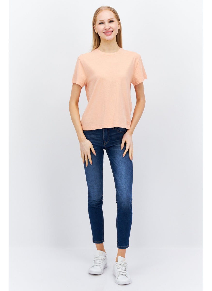Levi's - Women Crew Neck Short Sleeves Heather T-Shirt, Peach - Image 1
