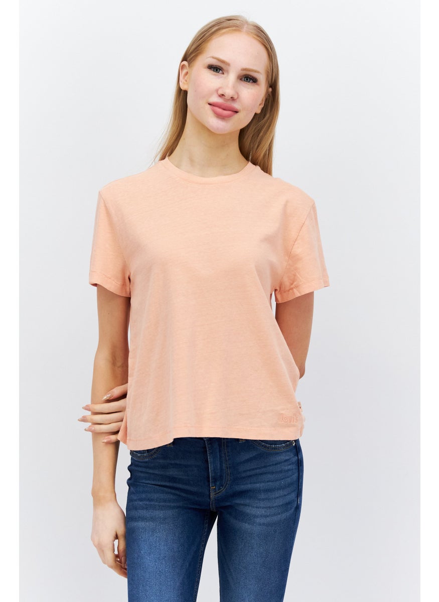 Levi's - Women Crew Neck Short Sleeves Heather T-Shirt, Peach - Image 1