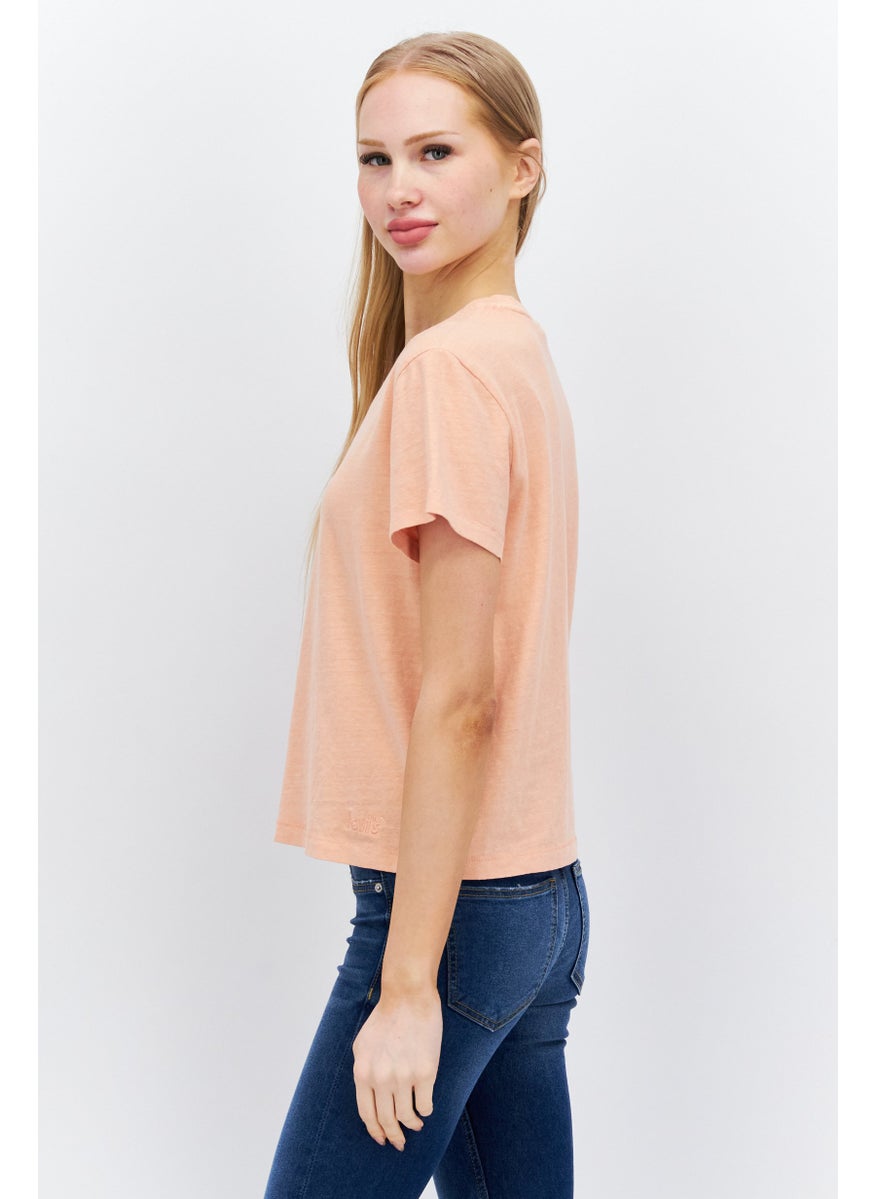 Levi's - Women Crew Neck Short Sleeves Heather T-Shirt, Peach - Image 1