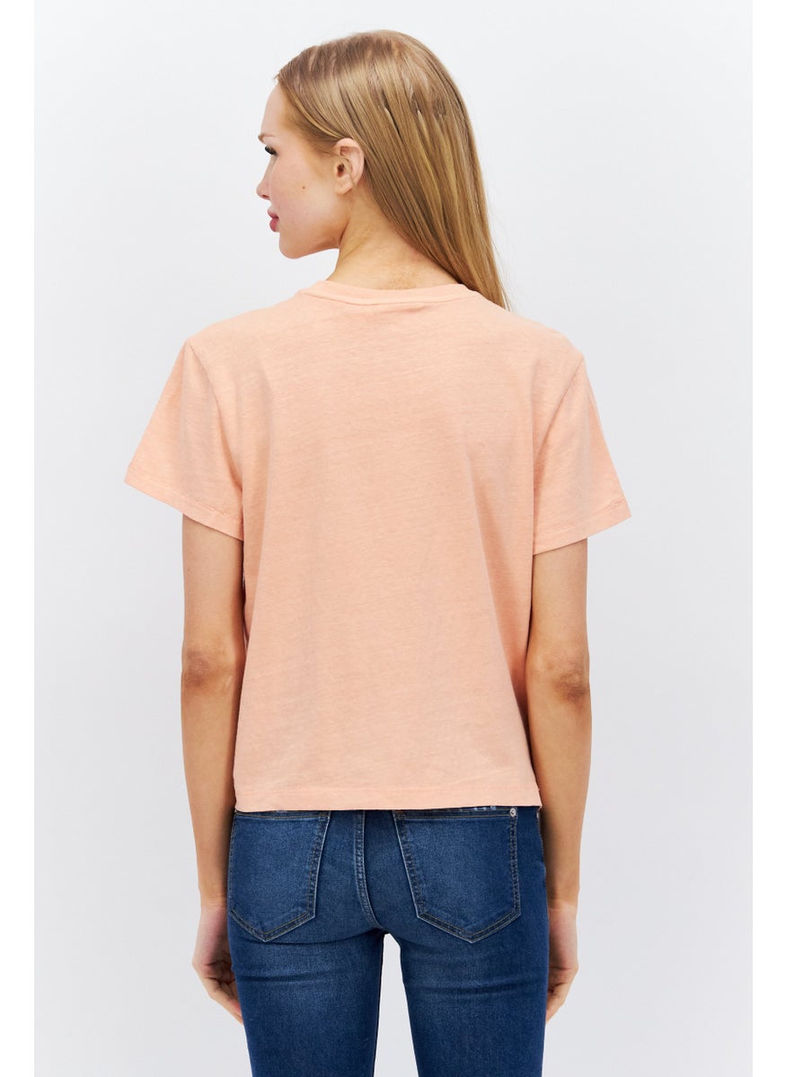 Levi's - Women Crew Neck Short Sleeves Heather T-Shirt, Peach - Image 1