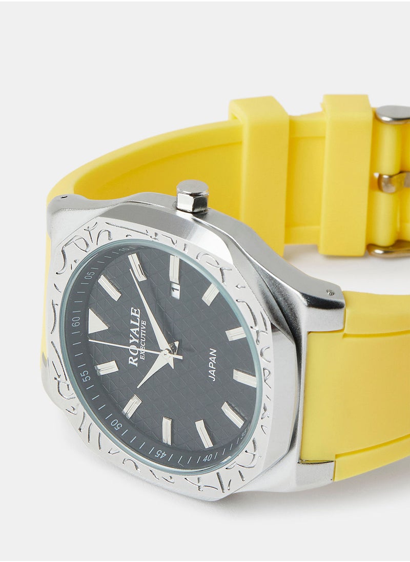 Royale Mega Round Shape Analog Wrist Watch RE222/13 - 40mm - Yellow  - Image 3