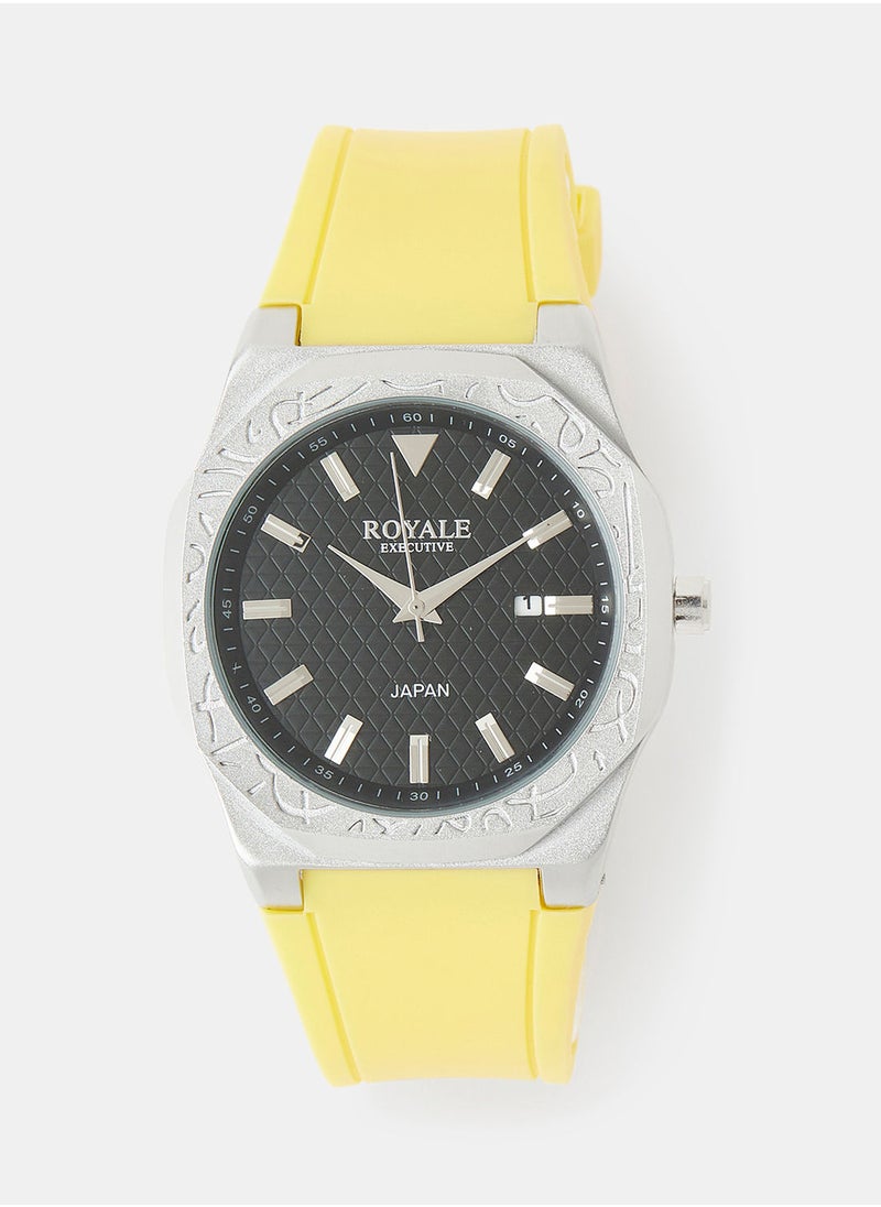 Royale Mega Round Shape Analog Wrist Watch RE222/13 - 40mm - Yellow  - Image 1