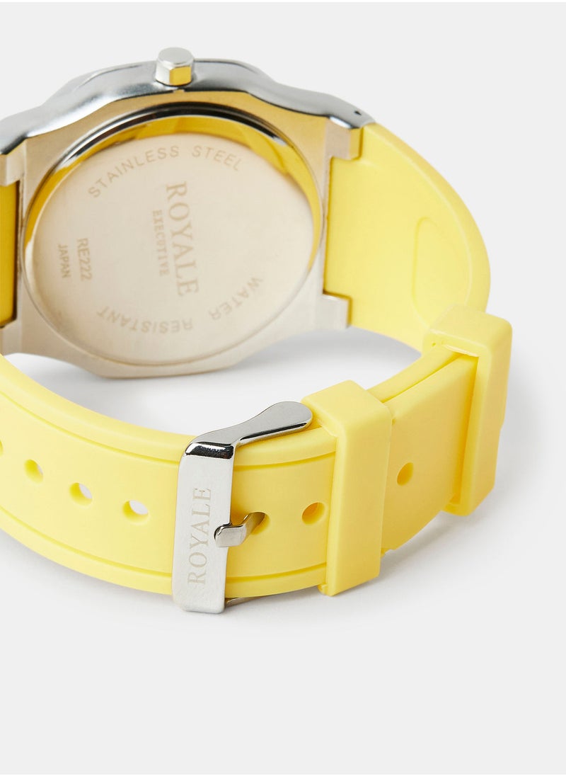 Royale Mega Round Shape Analog Wrist Watch RE222/13 - 40mm - Yellow  - Image 4