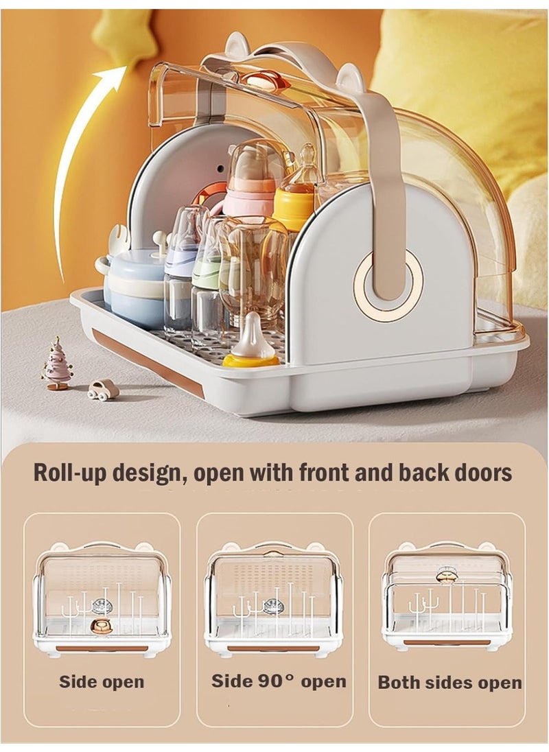 MIXDE Baby Bottle Drying Rack and Storage Holder - Large Nursing Bottle Organizer With Cover - Portable Kitchen Cabinet Organizer for Baby Bottles and Accessories  - Image 3