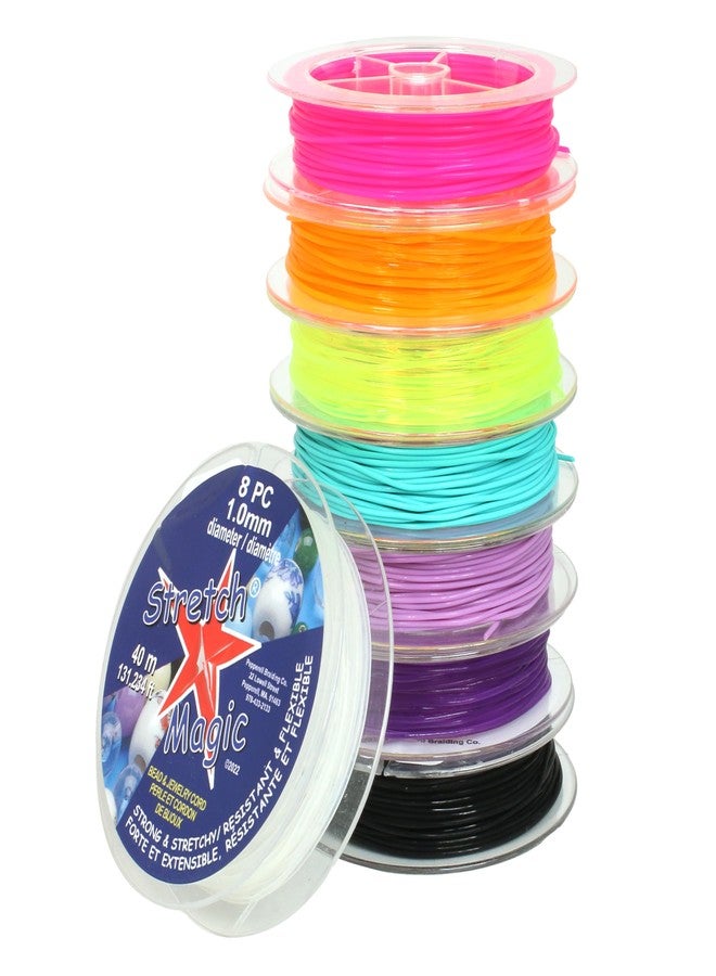 Stretch Magic Elastic Beading Cord - Color Assortment, 1mm in Diameter, 5-Meter Each (16.4 ft) - Easy to Knot, Strong & Stretchy String for Making Beaded Jewelry, 8pc - Image 1