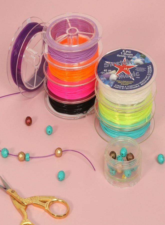 Stretch Magic Elastic Beading Cord - Color Assortment, 1mm in Diameter, 5-Meter Each (16.4 ft) - Easy to Knot, Strong & Stretchy String for Making Beaded Jewelry, 8pc - Image 2