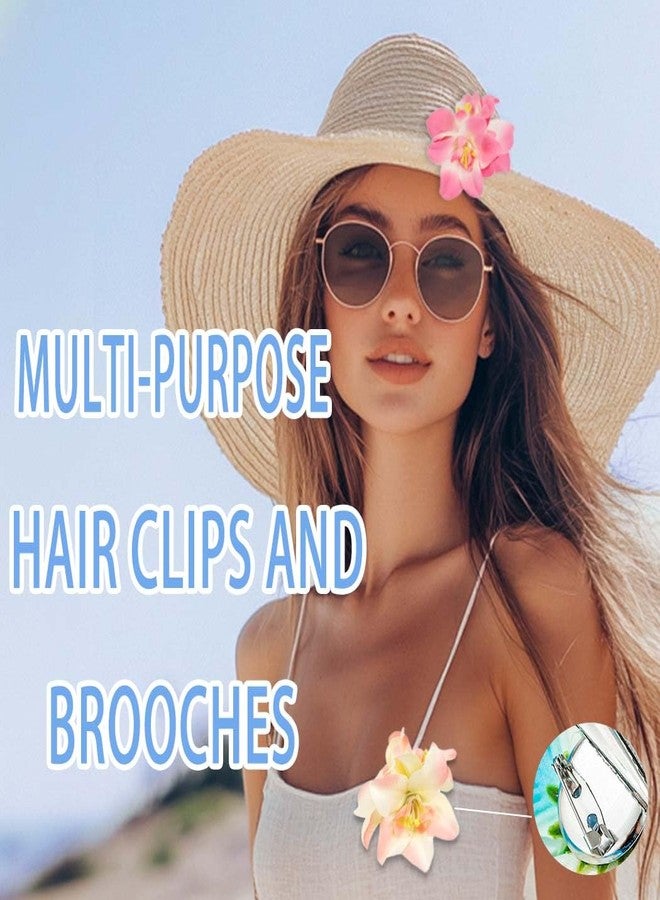 Outyua 3.5 Inches Hawaiian Flower Hair Clips for Women Artificial Tropical Hibiscus Hair Accessories Vacation Beach Barrettes for Women 4Pcs - Image 4