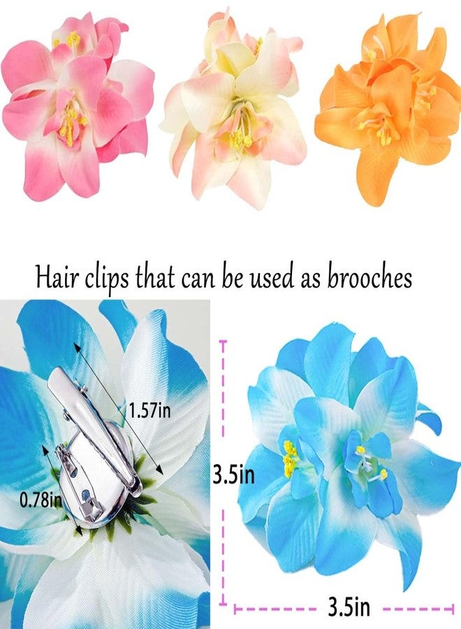 Outyua 3.5 Inches Hawaiian Flower Hair Clips for Women Artificial Tropical Hibiscus Hair Accessories Vacation Beach Barrettes for Women 4Pcs - Image 2