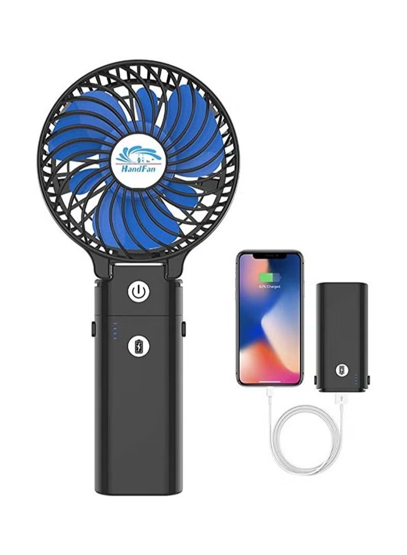 5200 Milliampere Portable Power Bank Portable Handheld Fan Rechargeable Battery Operated Small Personal Fan Foldable Mini Desk Fan Cooling Electric Fan for Travel Outdoors Indoors