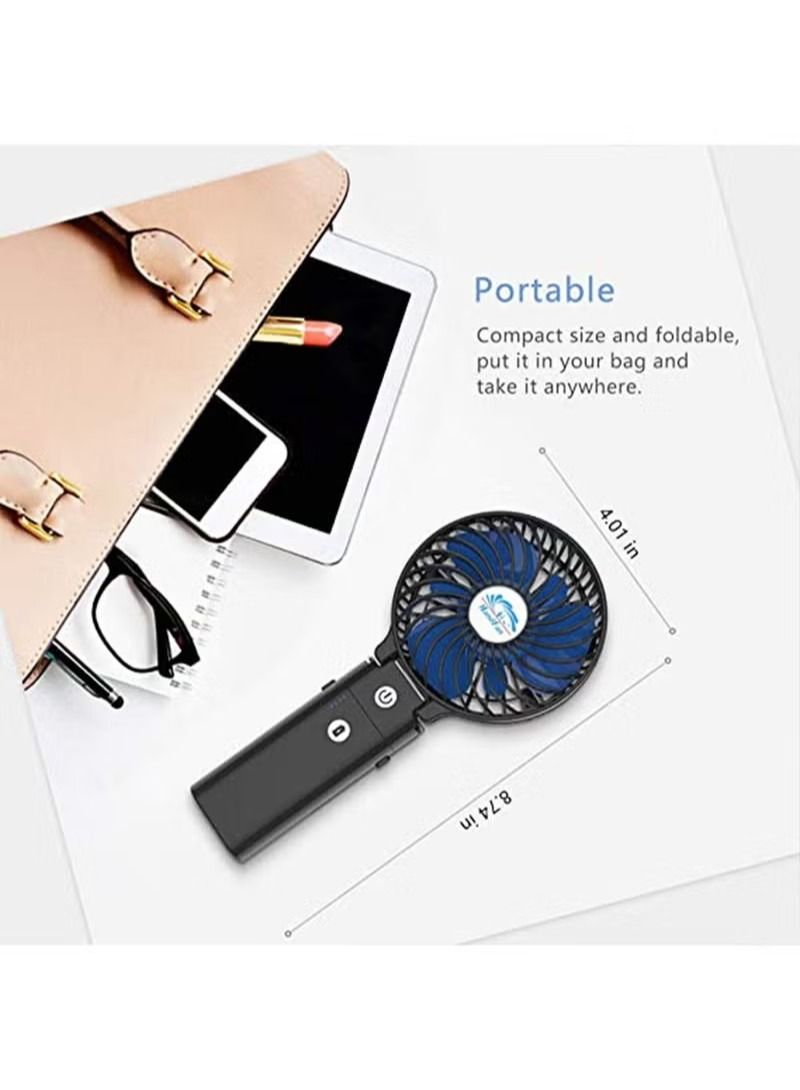 HandFan 5200 Milliampere Portable Power Bank Portable Handheld Fan Rechargeable Battery Operated Small Personal Fan Foldable Mini Desk Fan Cooling Electric Fan for Travel Outdoors Indoors - Image 2