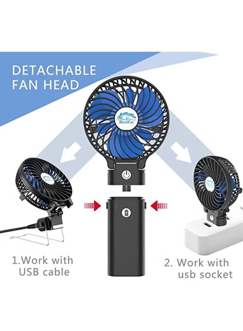 HandFan 5200 Milliampere Portable Power Bank Portable Handheld Fan Rechargeable Battery Operated Small Personal Fan Foldable Mini Desk Fan Cooling Electric Fan for Travel Outdoors Indoors - Image 4
