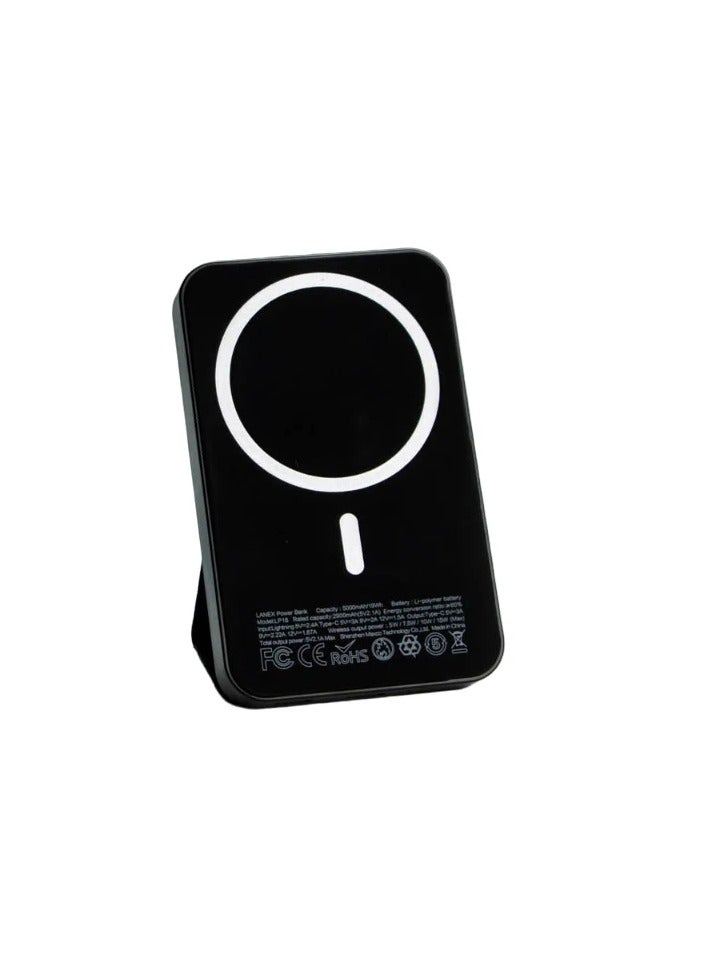لانيكس بنك طاقة لاسلكي مغناطيسي 3 في 1 من Lanex بسعة 10000 مللي أمبير/ساعة LP27 - Image 1
